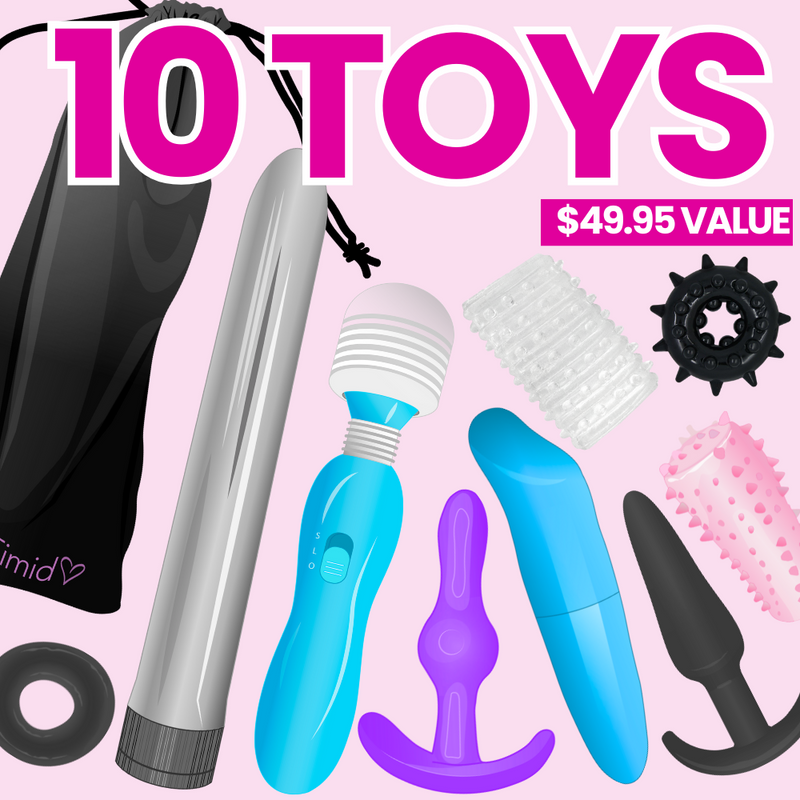 10 Hot Toy Bundle - Vibrators, Plugs, Rings and Storage Bag