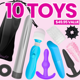 10 Hot Toy Bundle - Vibrators, Plugs, Rings and Storage Bag
