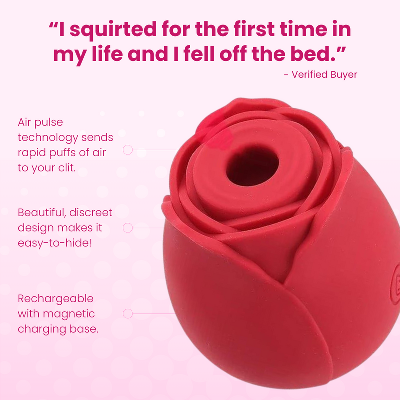 FREE #1 Selling Rose Sex Toy Air Pulse Stimulator in Red or Snow White