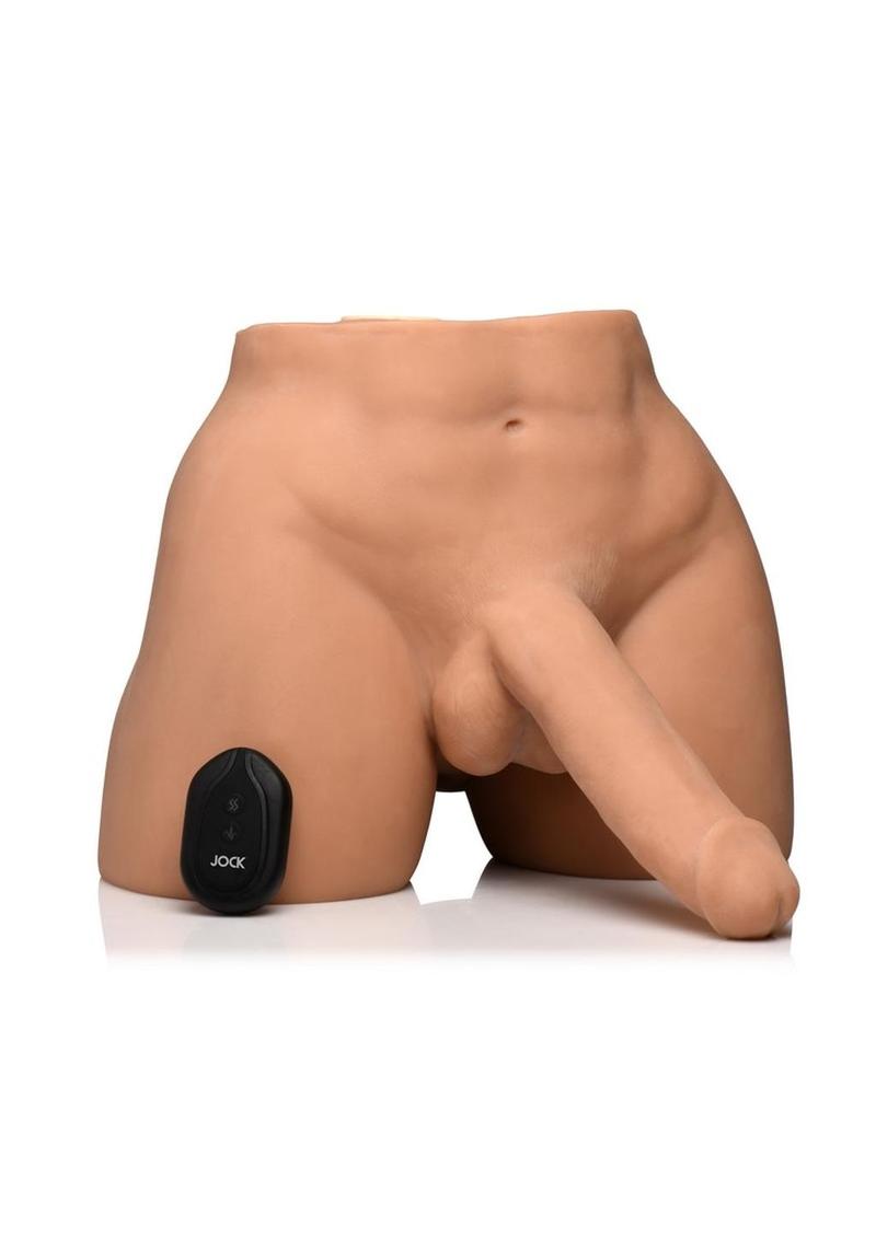 JOCK Vibrating & Squeezing Remote Controlled Male Masturbator with Posable Dildo