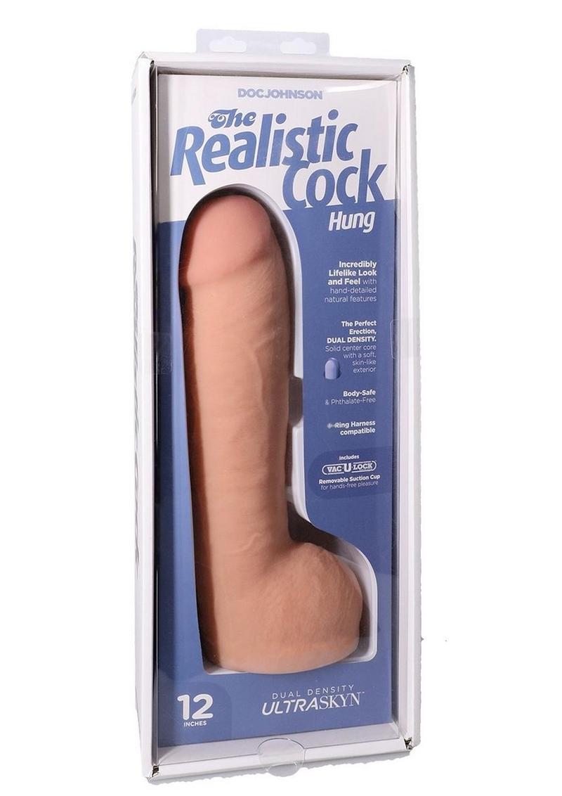 12 Inch Realistic Cock with Balls Ultraskyn Hung Dildo - Removable Vac-U-Lock Suction Cup