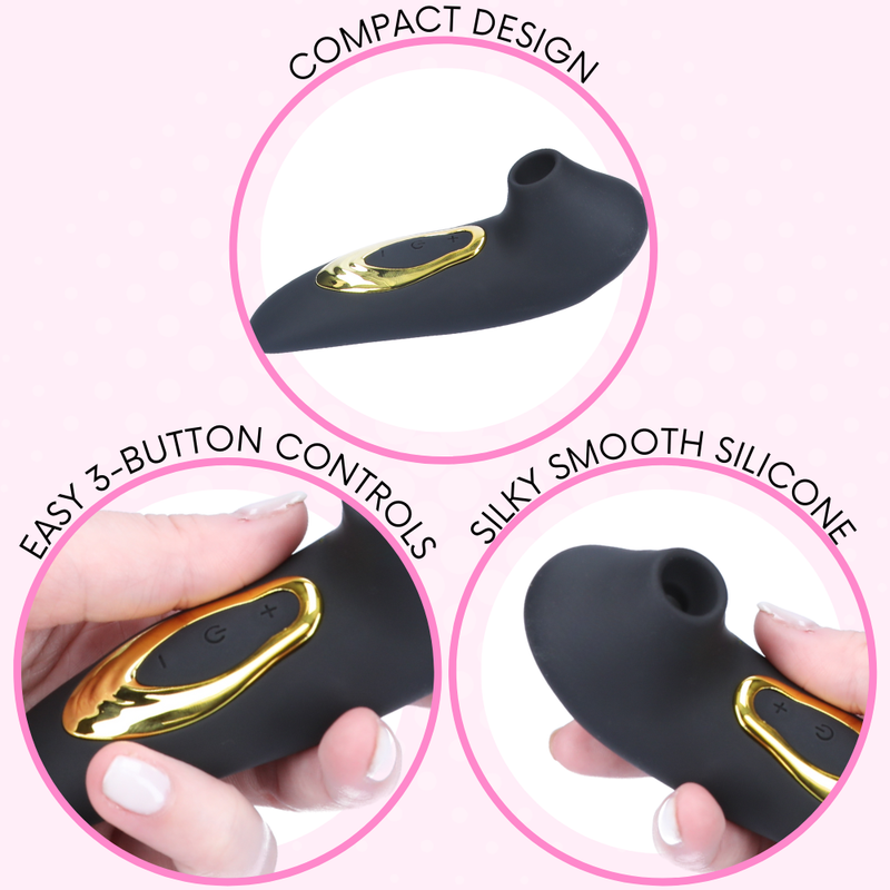 FREE Dolce Silicone Air Pulsating Clit Stimulator in Black - Quick O's During Sex!