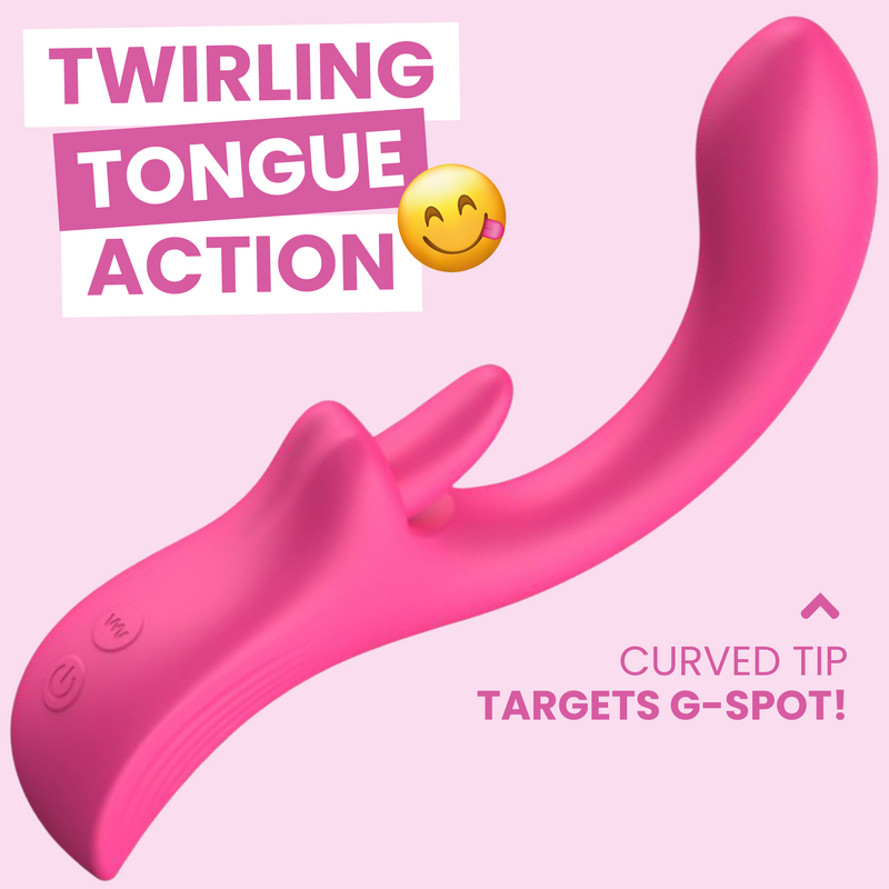 Double O Dual Action Silicone G-Spot Vibe and Clit Licker - 360 Tongue Licking Rotation!