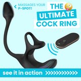 Triple Stimulating Vibrating Silicone Cock Ring with Remote - Penis, Scrotum, and Anal Vibes!