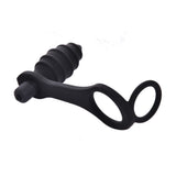 Rippled Vibrating Anal Plug with Cock Ring