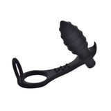 Rippled Vibrating Anal Plug with Cock Ring