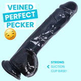 Black Suction Cup Dildo with Balls