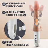 Dr. Skin -Dr. Hammer Rechargeable Thrusting Dildo with Handle and Remote Control 7in