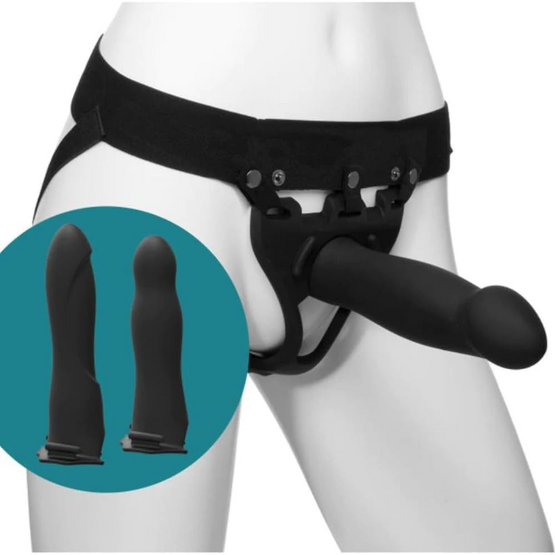 Body Extensions Be Ready Silicone Strap-On Harness with 3 Hollow Dildos (4 piece set)