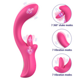 Double O Dual Action Silicone G-Spot Vibe and Clit Licker - 360 Tongue Licking Rotation!
