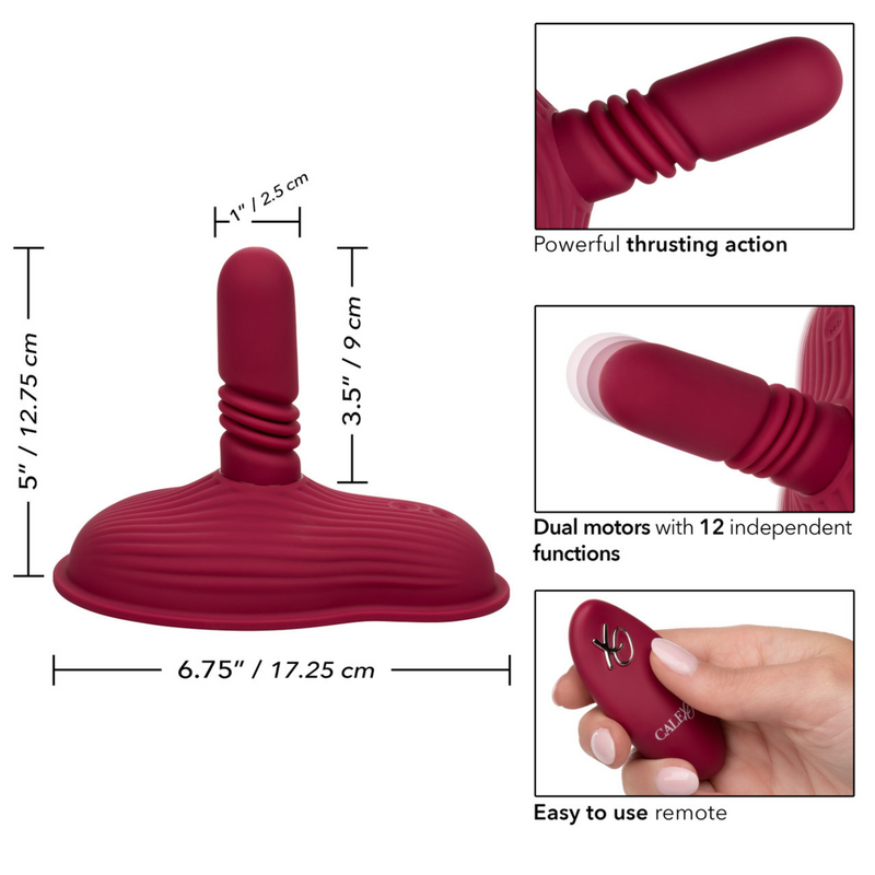 Dual Rider Rechargeable Silicone Remote Control Thrust & Grind Massager - Red