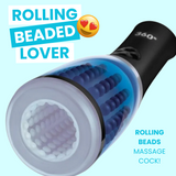 ZOLO 360° Rotating Beaded Masturbator - Blue/Black