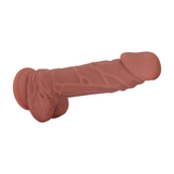 Erotic Brown Suction Cup Dildo With Balls - Stick To Any Flat Surface & Ride!