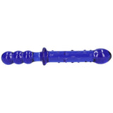 Blue Textured Dual-Ended Glass Dildo