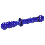 Blue Textured Dual-Ended Glass Dildo